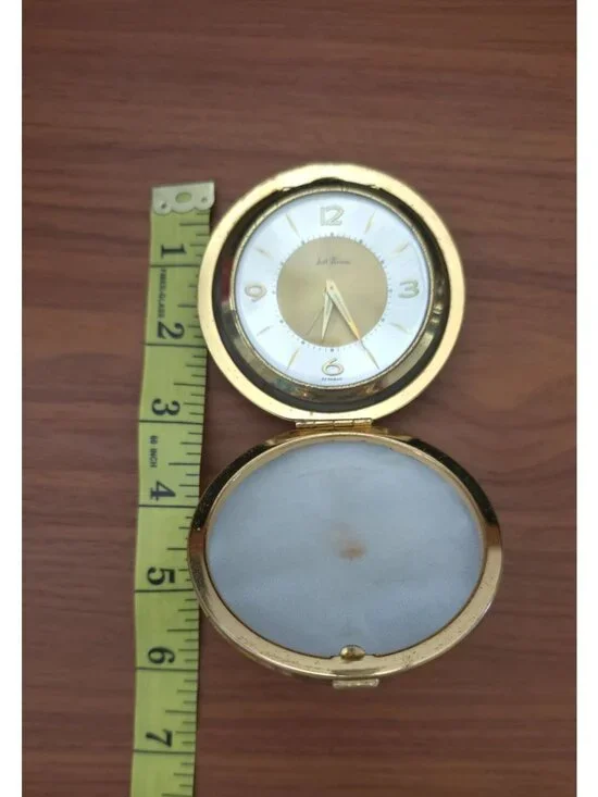 VTG Seth Thomas Keywound Alarm Clock Gold & Black Original Box Germany - WORKS - Picture 10 of 10